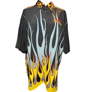 Easyriders Vintage Flame Button Up Shirt, Flame Buttons, Biker Hot Rod, Size XL